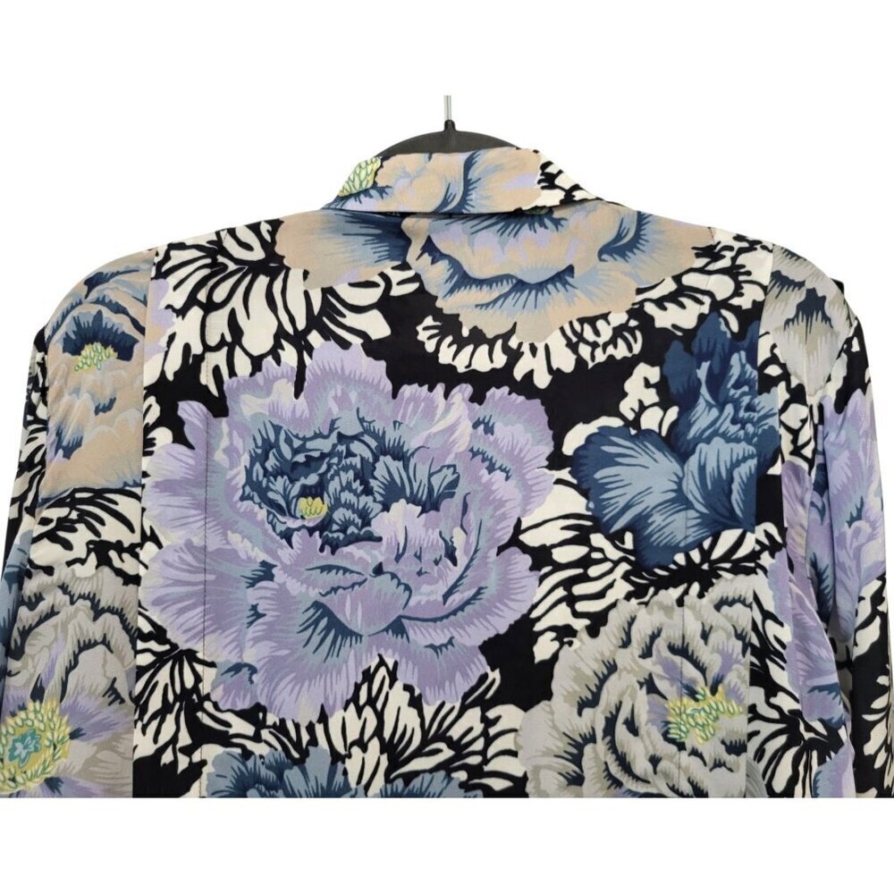 Coach Kaffe Fassett Floral Ruffle Blouse Pleated Bib Button Front Top - Picture 10 of 15